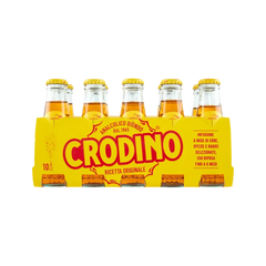 Crodino Biondo aperitivo analcolico 10 x 100 ml, confezione gialla con dieci bottigliette in vetro