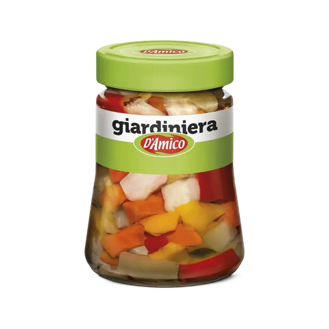 D'Amico Giardiniera all'Aceto 480 g, vaso di vetro con verdure miste a pezzi