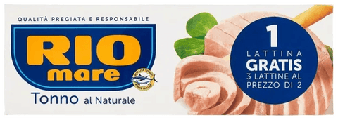 Rio Mare tonijn naturel 3 x 80 g, wit kartonnen omdoosje met drie blikjes