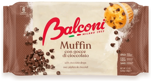 Balconi Muffins met Chocoladestukjes 6 x 40 g