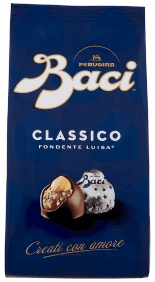 Baci Perugina Classico Fondente Luisa 125 g, blauw zakje met praline en briefje