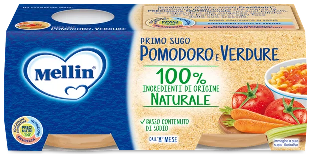 Mellin Primo Sugo Tomaat en Groenten 8 Maanden 2 x 80 g