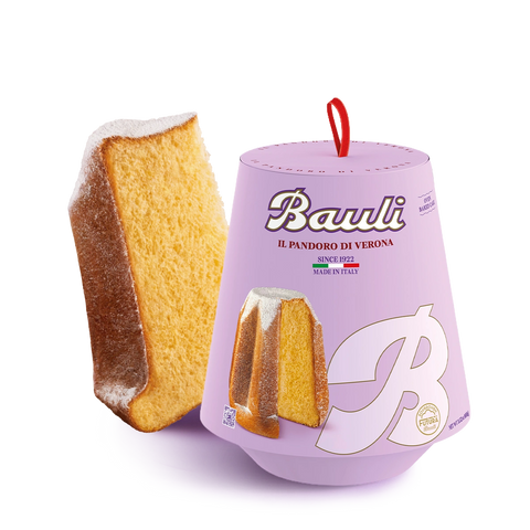 Bauli Mini Pandoro di Verona 100 g, confezione lilla con una fetta di pandoro