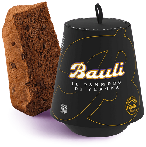 Bauli Mini PanMoro di Verona 100 g, zwarte verpakking met een plak chocoladecake