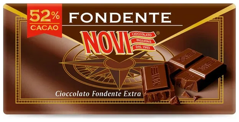 Novi Tavoletta Fondente Extra 100 g, bruine wikkel met rode sticker 52% cacao