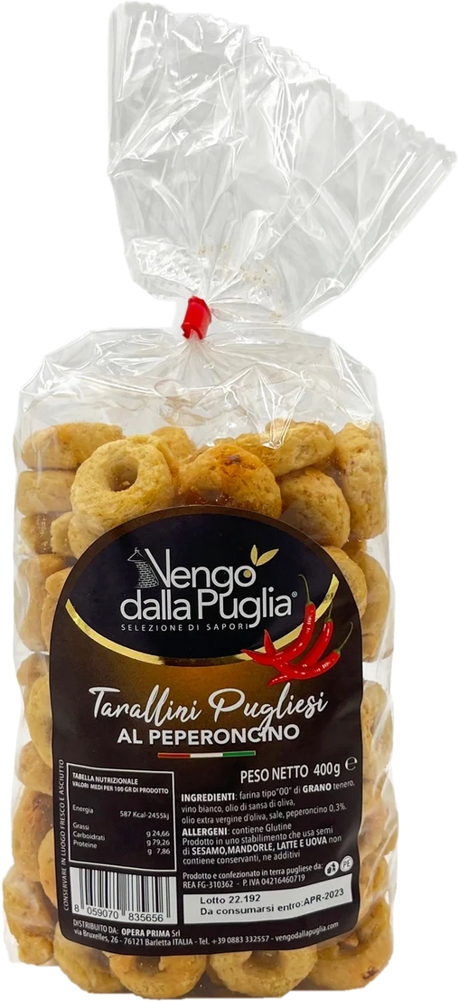 Vengo dalla Puglia Tarallini Pugliesi al Peperoncino 400 g