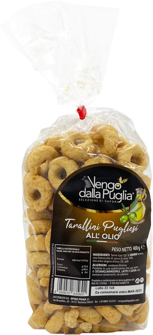 Vengo dalla Puglia Tarallini Pugliesi all'Olio 400 g