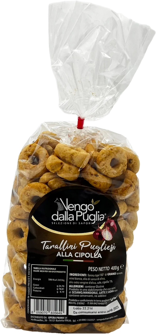 Vengo dalla Puglia Tarallini Pugliesi alla Cipolla 400 g