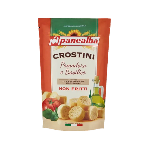Panealba Crostini Pomodoro e Basilico 100 g, crostini croccanti con pomodoro e basilico