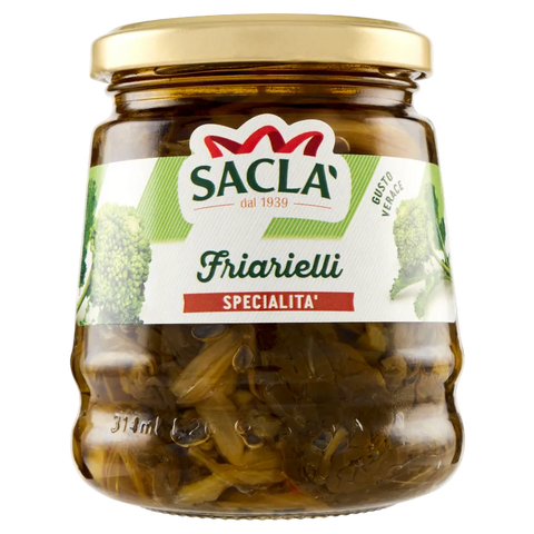 Saclà Friarielli in Olio 314 g, vasetto di cime di rapa con peperoncino e aglio