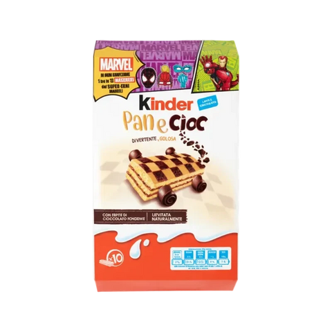 Kinder Pan e Cioc 290 g, busta bianca e rossa con la merendina al cacao