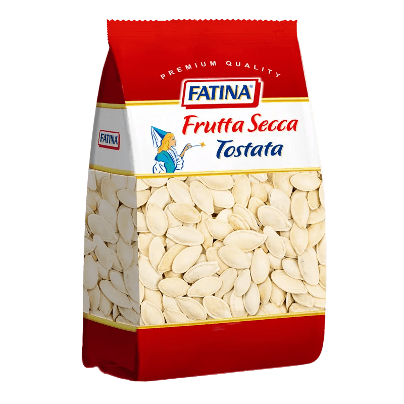 Fatina pompoenpitten 200 g, rode zak met hele geroosterde pitten