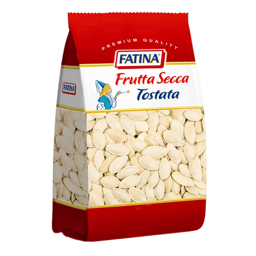 Fatina pompoenpitten 200 g, rode zak met hele geroosterde pitten