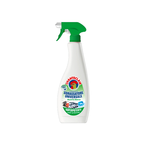 Chanteclair Sgrassatore Universale Muschio Bianco Spray 600 ml, flacone spray bianco con erogatore verde