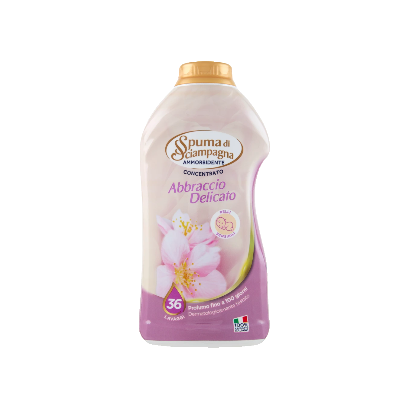 Spuma di Sciampagna Ammorbidente Concentrato Abbraccio Delicato Wasverzachter 36 Wasbeurten, lichtroze fles met kersenbloesem