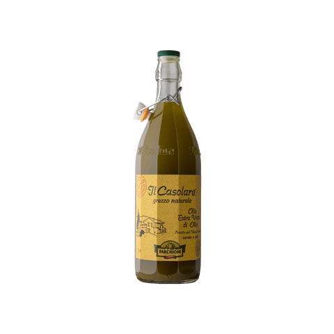 Il Casolare Olio Extra Vergine di Oliva Grezzo Naturale 1 L, bottiglia di vetro con tappo meccanico ed etichetta gialla