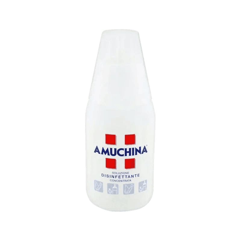 Amuchina geconcentreerde desinfecterende oplossing 250 ml, witte fles met doseerdop