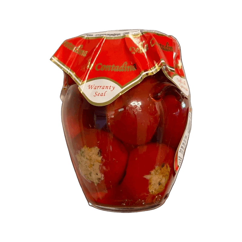 Bella Contadina met tonijn gevulde pepertjes 314 ml, potje met rood garantiezegel