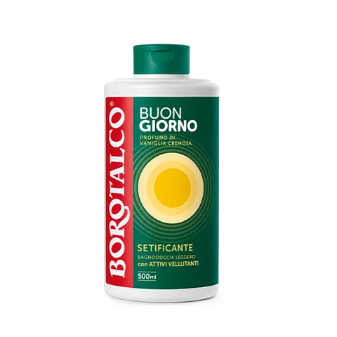 Borotalco Bagnodoccia Buongiorno Setificante Vaniglia Cremosa 500 ml, flacone leggero al profumo di vaniglia