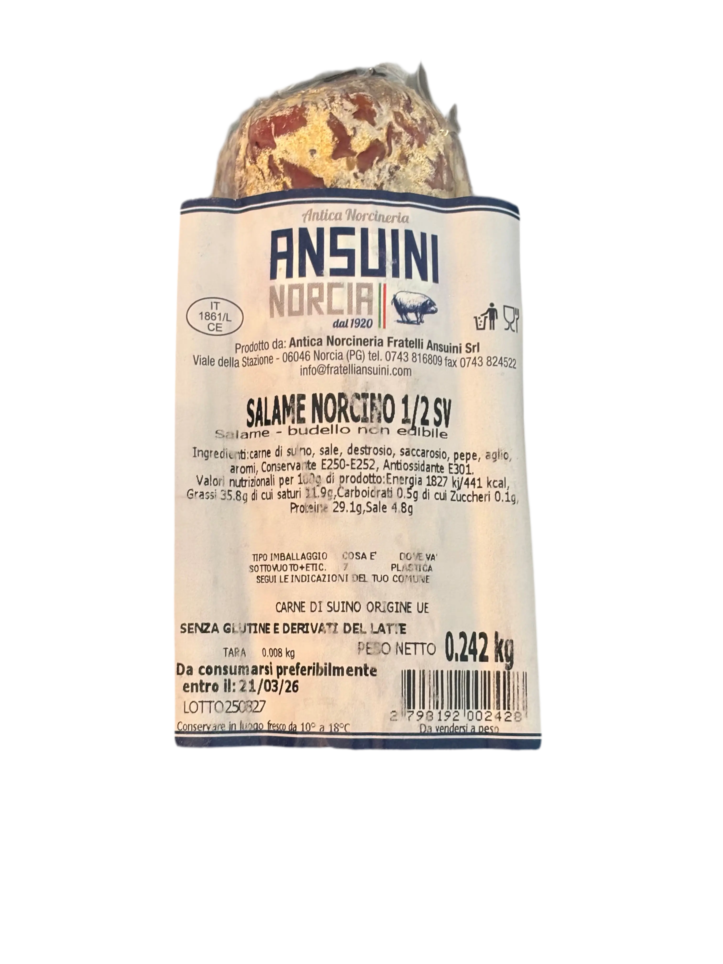 Salame Norcino 240gr – Antica Norcineria Ansuini - Salumi - Ansuini