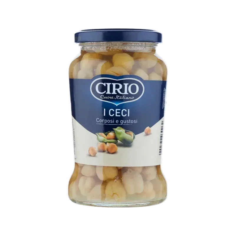 Cirio kikkererwten 370 g, glazen pot met stevige kikkererwten