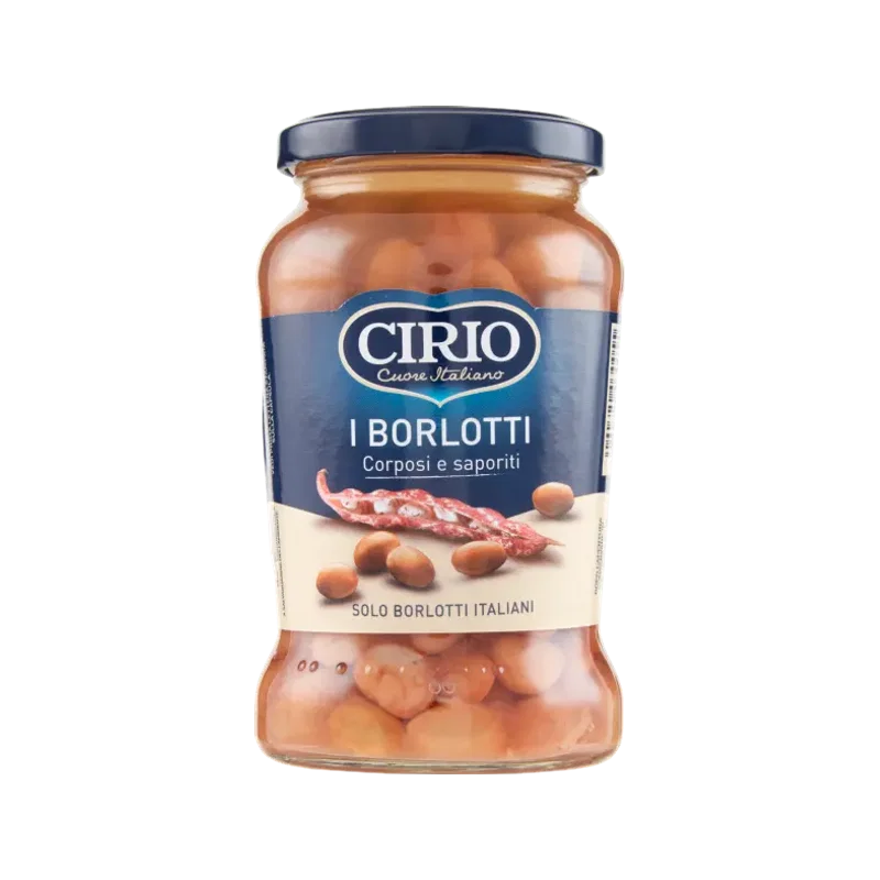 Cirio borlotti bruine bonen 370 g, glazen pot met stevige Italiaanse bonen