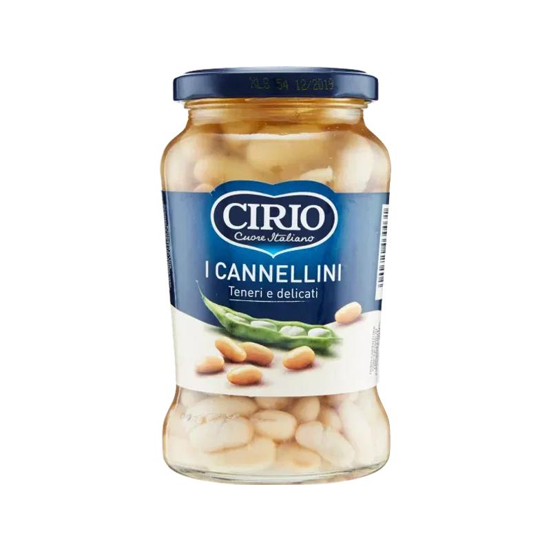 Cirio cannellini witte bonen 370 g, glazen pot met zachte witte bonen