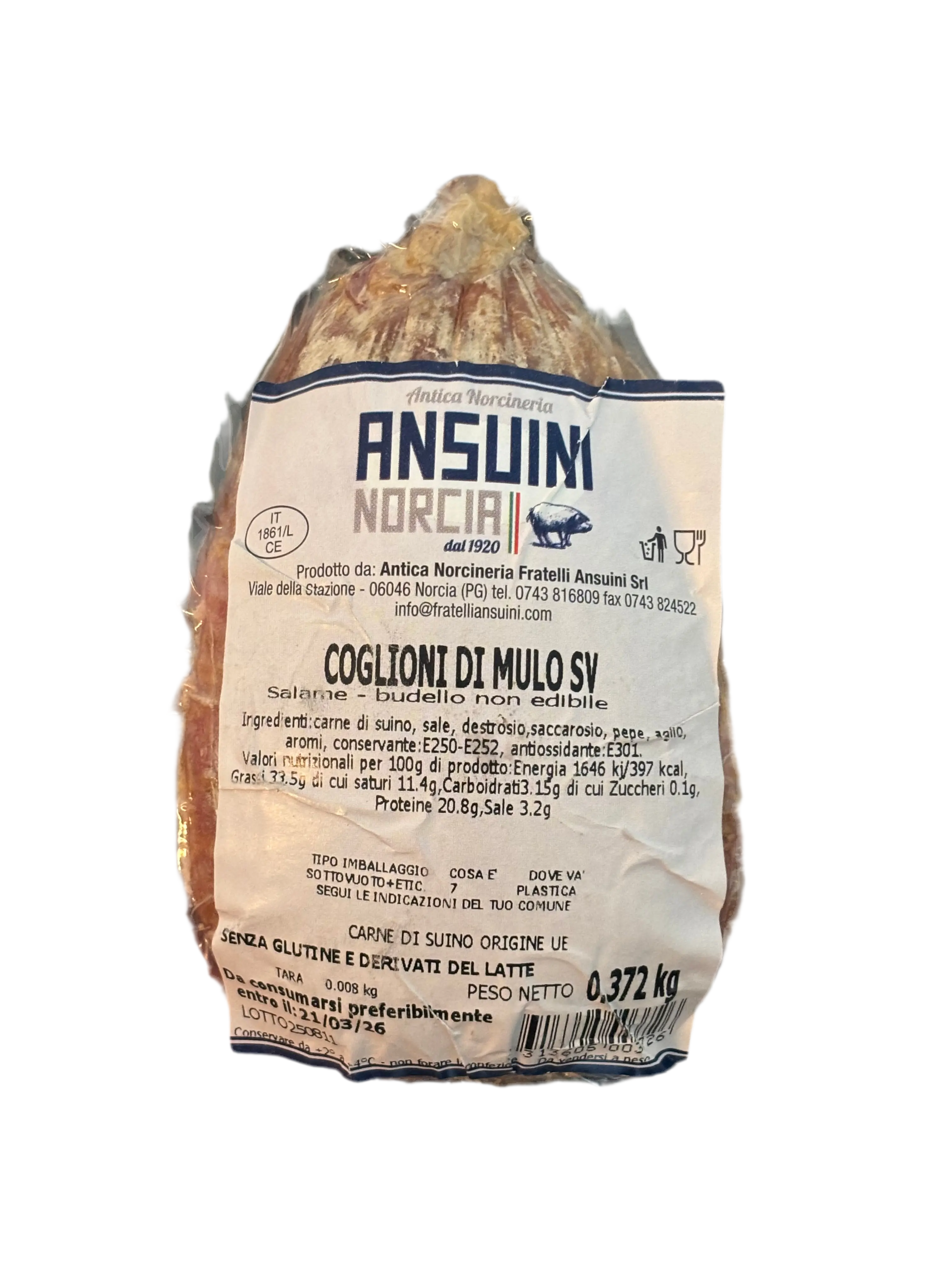 Coglioni di Mulo di Norcia 370gr – Antica Norcineria Ansuini - Salumi - Ansuini