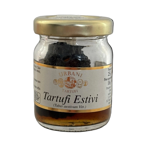 Urbani Tartufi Tartufi Estivi Interi 25 g, vasetto di vetro con i tartufi interi nel loro sugo