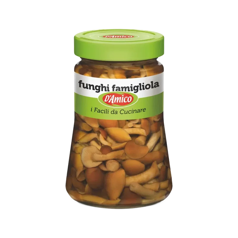 D'Amico Funghi Famigliola naturel 470 g, glazen pot met hele paddenstoelen