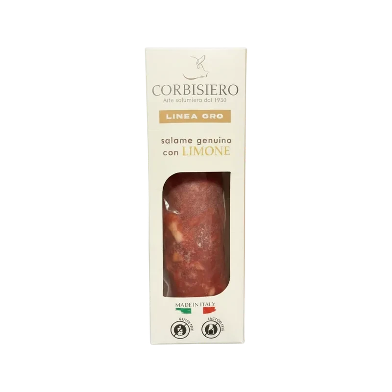 Salame Genuino al Limone, Linea Oro Corbisiero - 320 gr - Vleeswaren - Corbisiero