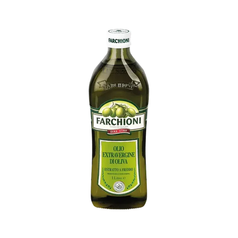 Farchioni Olio Extra Vergine di Oliva Classico 1 L, bottiglia in vetro con etichetta verde