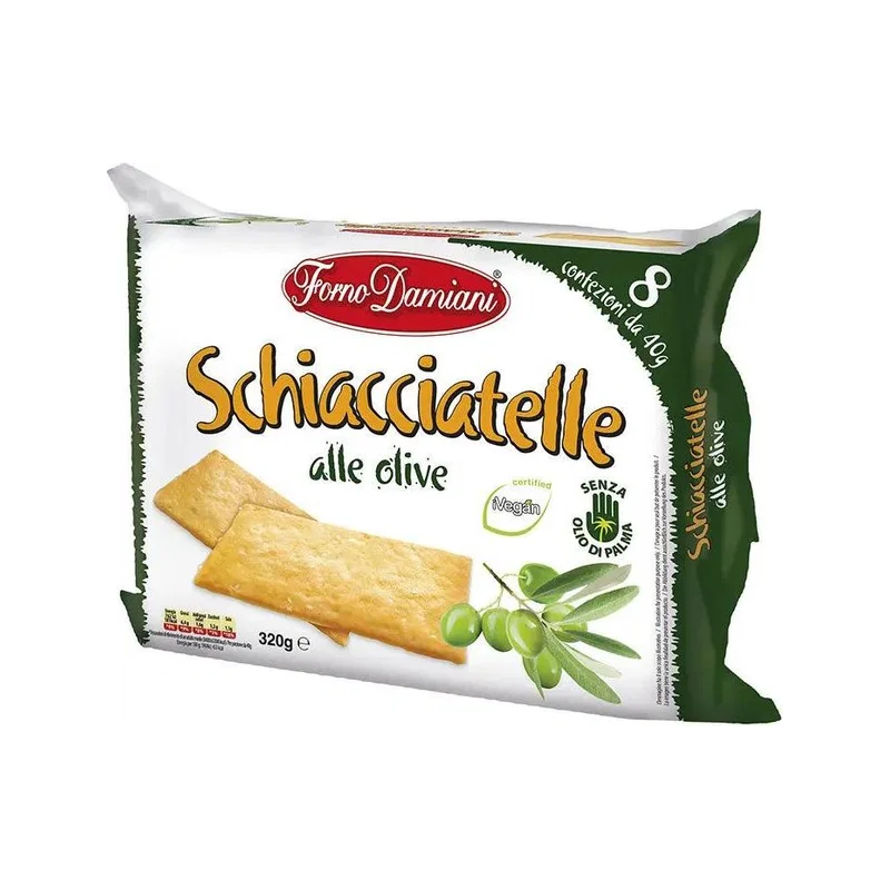 Forno Damiani Schiacciatelle alle Olive 320 g, multipack met acht porties