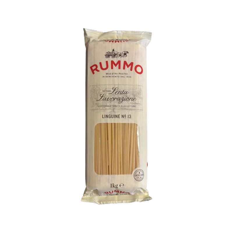 Rummo Linguine N°13 1 kg, ivoorkleurige zak met venster op de linguine