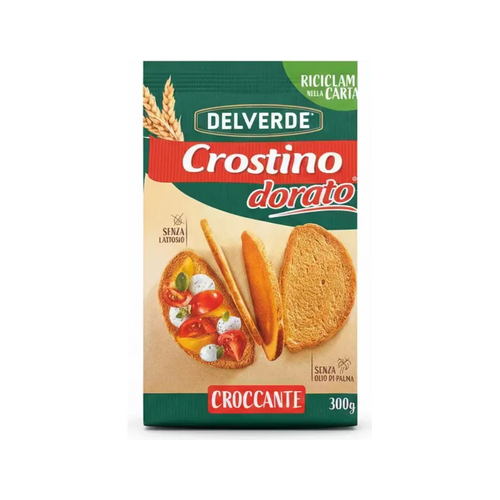 Delverde Crostino Dorato 300 g, confezione di crostini croccanti senza olio di palma