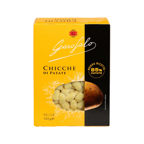 Garofalo Chicche di Patate 500 g, astuccio giallo con finestra sugli gnocchetti
