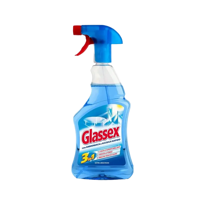 Glassex glasreiniger en allesreiniger met ammonia 500 ml, lichtblauwe fles met sprayknop