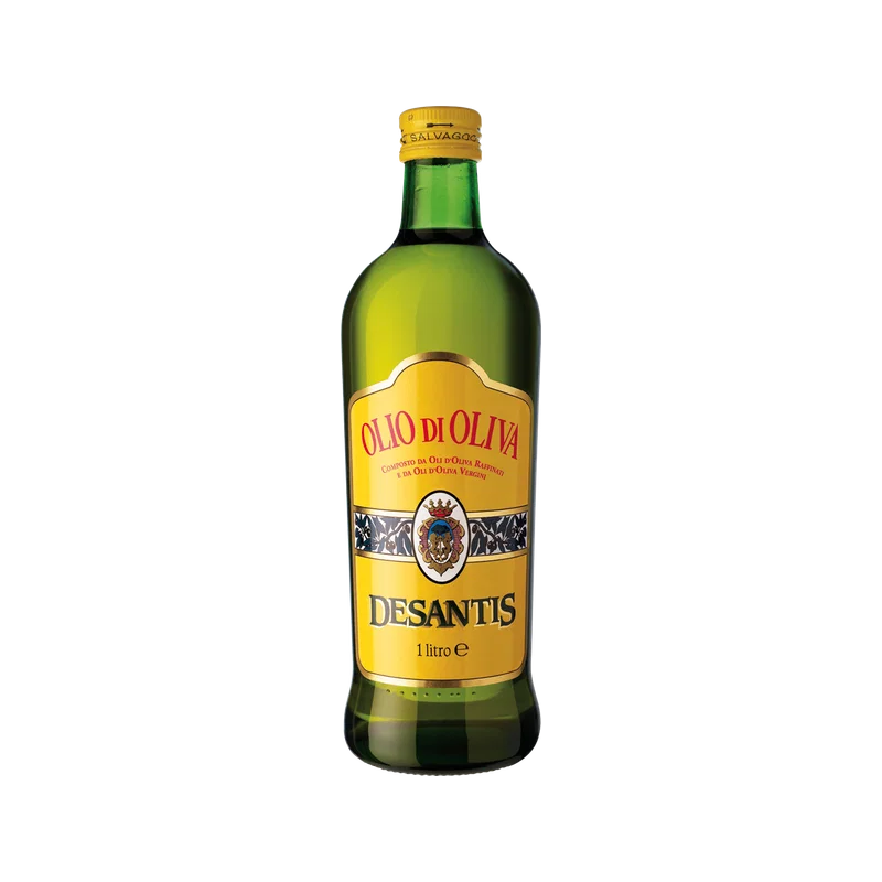 Desantis Olio di Oliva 1 L, glazen fles met geel etiket