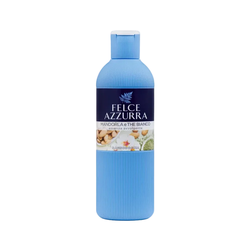 Felce Azzurra Douchegel Amandel en Witte Thee 650 ml, lichtblauwe fles