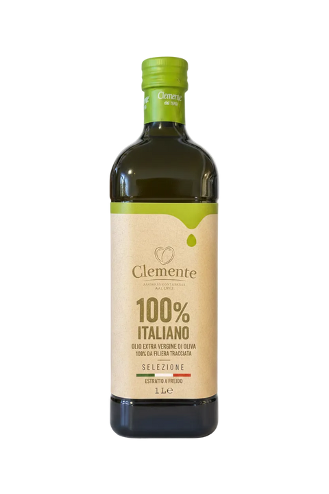 Clemente Olio Extra Vergine di Oliva 100% Italiano 1 L, olio estratto a freddo da olive italiane
