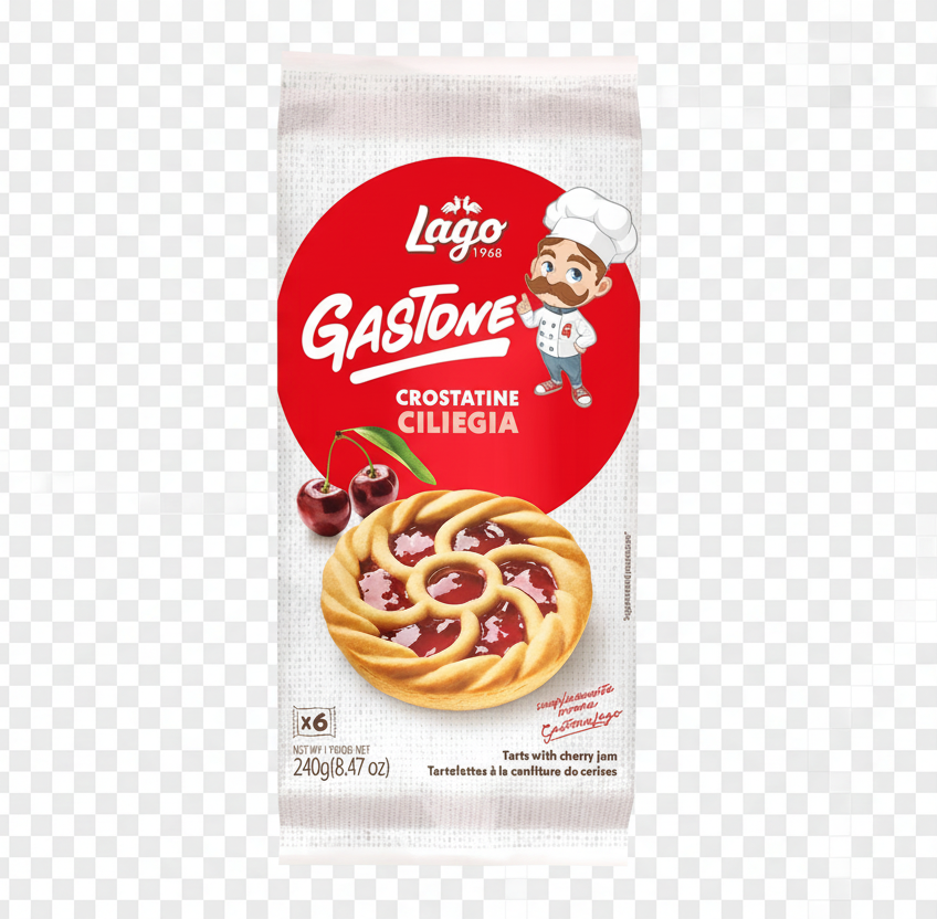 Lago Crostatine Ciliegia 240 g, confezione Gastone con la crostatina alla confettura di ciliegia