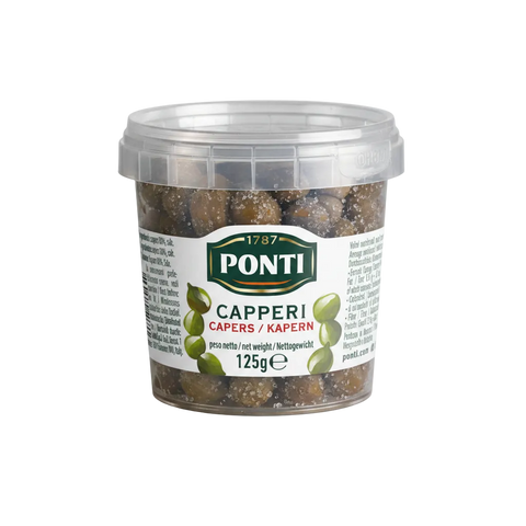 Ponti Capperi al Sale 125 g, vasetto di capperi interi conservati sotto sale