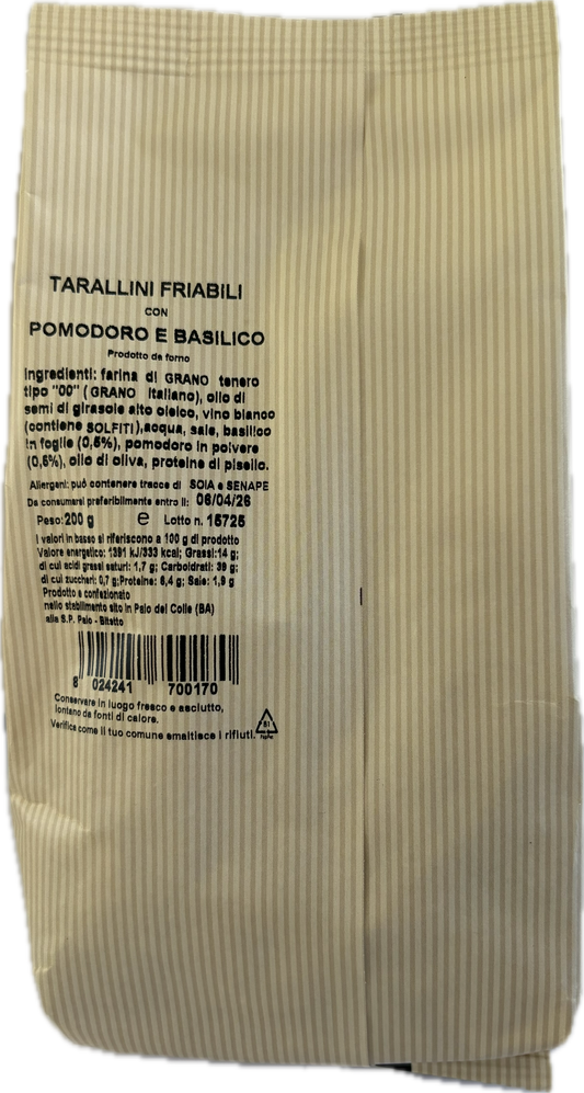 Tarallini Friabili Gusto Pomodoro e Basilico 200gr