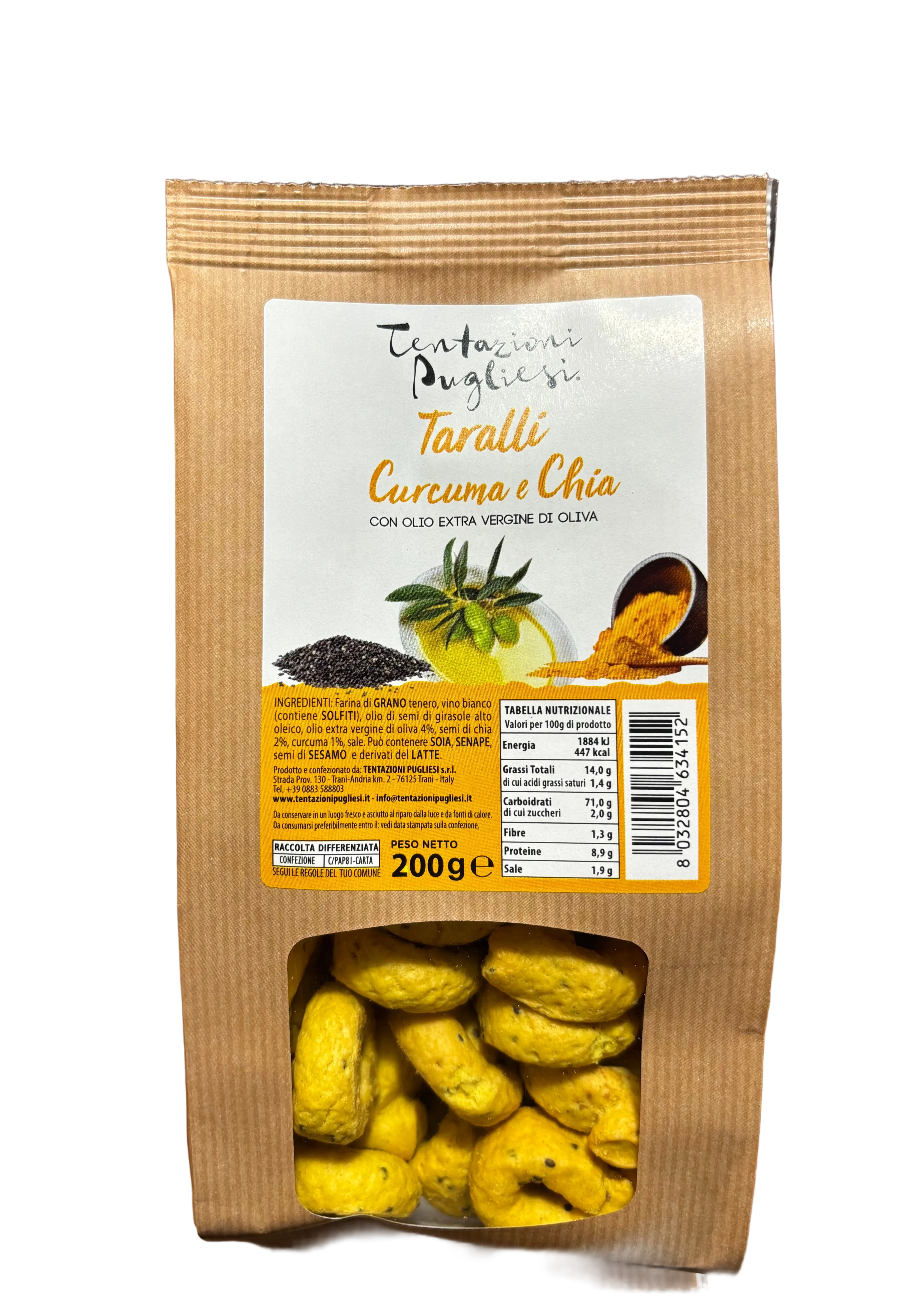 Taralli Curcuma e Chia 200 g - Tentazioni Pugliesi