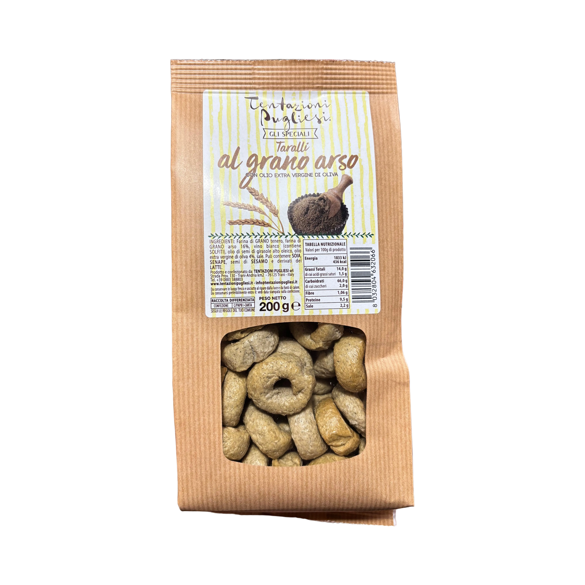 Taralli al Grano Arso 200 g - Tentazioni Pugliesi - Snacks Salati - Tentazioni Pugliesi