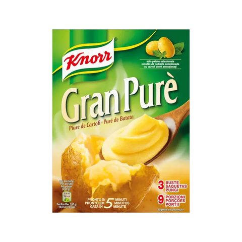 Knorr Gran Purè di Patate 3 x 75 g, astuccio verde con cucchiaio di purè e patate