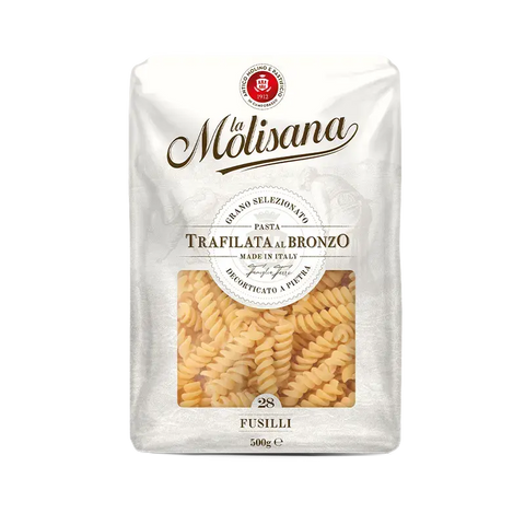 La Molisana Fusilli N°28 500 g, pacco di carta chiara con finestra sui fusilli a spirale