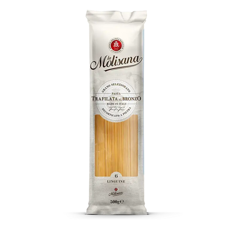 La Molisana Linguine N°6 500 g, sacchetto avorio con finestra sulla pasta lunga schiacciata