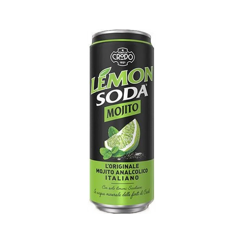Lemonsoda Mojito 330 ml, groen blikje met limoen en muntblaadjes