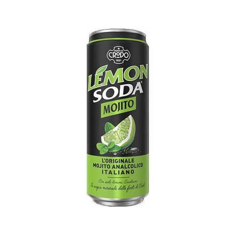 Lemonsoda Mojito 330 ml, lattina verde con lime e foglie di menta